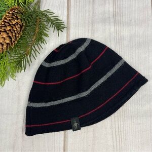 Smartwool Striped Merino Wool Winter Beanie Hat Black/Gray/Red OS